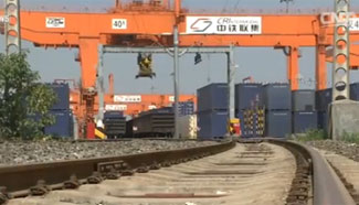 China-Europe express railway transports goods, and friendship