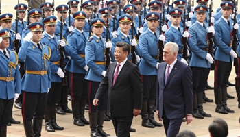 Chinese president attends welcoming ceremony held by Serbian counterpart