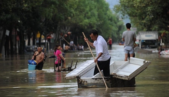 Flood forces over 3,000 residents to relocate in C China's county