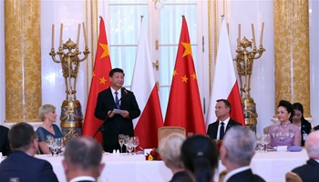 Chinese President Xi Jinping attends welcome banquet held by Polish president