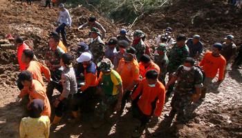 Rescue work underway for landslide in Indonesia