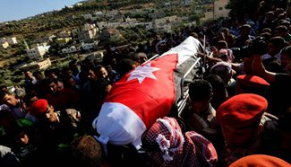 Funeral of Jordanian soldier Zuhbi held near Jerash, Jordan