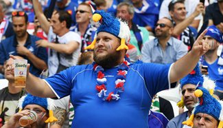 Soccer fans seen at Euro 2016 match between France and Ireland