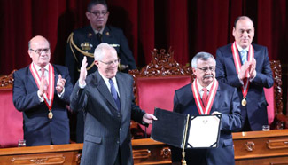 Pedro Pablo Kuczynski receives presidential credential in Lima, Peru