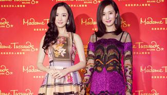 Yang Mi takes selfies with "twin sister" at Madame Tussauds in Beijing