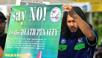 People protest against death penalty in Jakarta, Indonesia