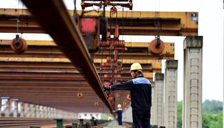 Steel rails welded for high-speed railways, E China