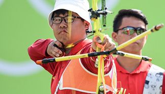 China wins Brazil 6:2 at 1/8 elimination of archery men's team