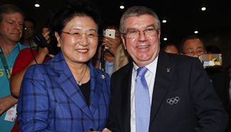 Chinese Vice Premier Liu Yandong meets with IOC chief Bach
