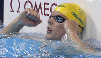 Kyle Chalmers wins gold of men's 100m freestyle final of swimming