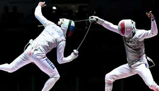 Russia claims title of men's foil team final of fencing