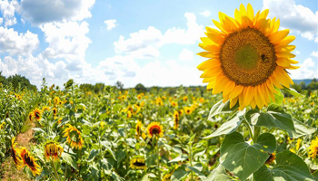 Sunflowers pictured at Burnside Farms in U.S. Virginia