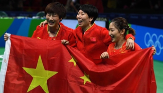 Chinese female paddlers defend Olympic team gold in Rio