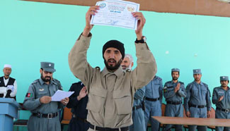 Graduation ceremony held for Afghan policeman after 4 weeks' training