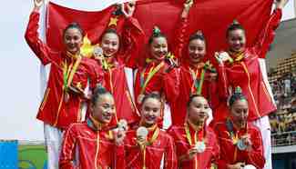 China wins silver medal of teams free routine of synchronised swimming