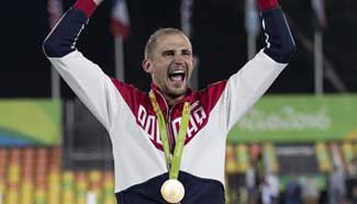 Russia's Alexander Lesun wins gold of men's individual modern pentathlon