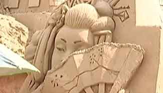 Sand sculptures created in China's coastal city