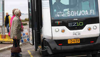 Driverless mini bus tested on open road in Helsinki