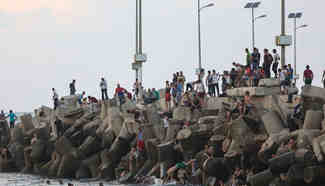 Palestinians enjoy summer holiday at Gaza City beach