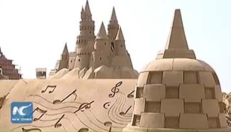 Sand sculptures created in China's coastal city