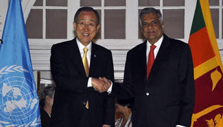 Ban Ki-moon meets Sri Lanka's Prime Minister