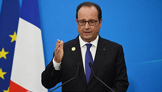 French president attends press conference at G20 Media Center