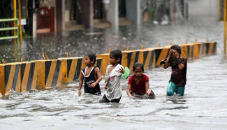 Heavy rain hits Quezon City, the Philippines