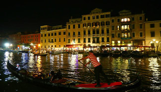 Night view of Venice Lido, Italy