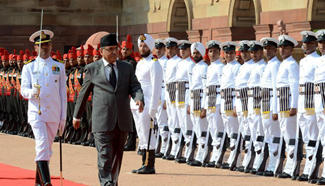 Nepalese PM attends ceremonial reception with Indian counterpart