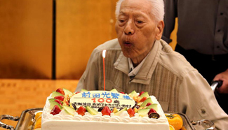 Japanese soldier of China's Eighth Route Army celebrates 100th birthday