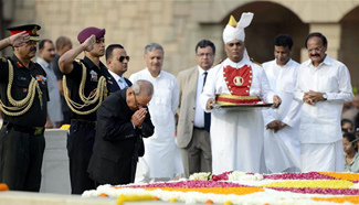 Modi pays tribute to Mahatma Gandhi during remembrance ceremony for 147th birth anniv.