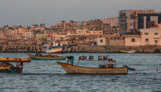 Palestinian fishermen go fishing at seaport of Gaza City