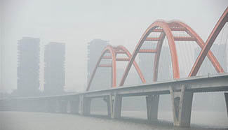 Fog shrouds Juzizhou Bridge over Xiangjiang River in C China