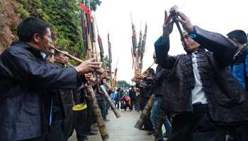 Shui ethnic people celebrate Duan Festival in SW China's Guizhou