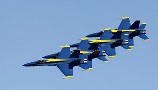 Blue Angles performs during Houston Airshow