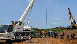 Rescue team works at site of train derailment accident in Cameroon