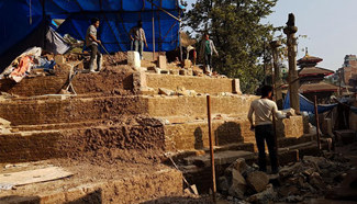 Bansagopal temple damaged in quake under reconstruction in Kathmandu