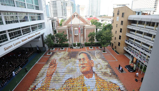 Mosaic portraits of late Thai King Bhumibol Adulyadej displayed in Bangkok