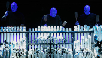 Members of Blue Man Group perform in Beijing
