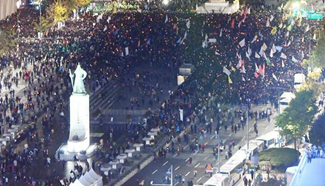 People attend rally asking for resignation of South Korean president