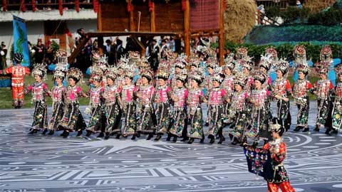 Miao ethnic people celebrate new year with songs and dances