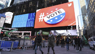 U.S. general election to be held on Nov. 8