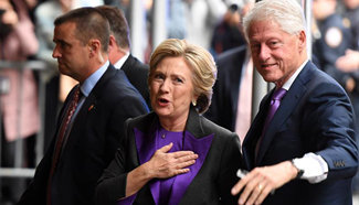 Hillary Clinton arrives for public concession speech in New York