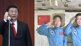 President Xi Jinping talks to astronauts in space
