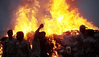 Drugs burned in Lahore, east Pakistan