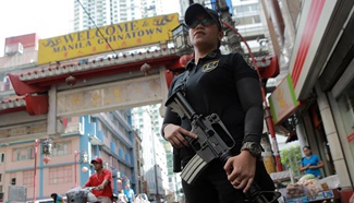 Police District augment policemen patrolling Manila in the Philippines