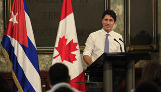 Canadian PM Justin Trudeau delivers speech at Havana University