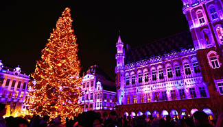 Sound and light show held at Grand Place in Brussels