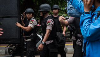 Indonesian bomb squad inspects suspicious object in Jakarta