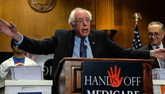 Bernie Sanders speaks during press conference on defending Medicare in Washington D.C